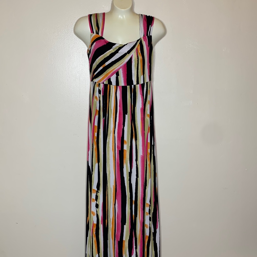 BOB MACKIE Maxi Dress Pink & Black Dopamine Dressing Sleeveless Square XXS
